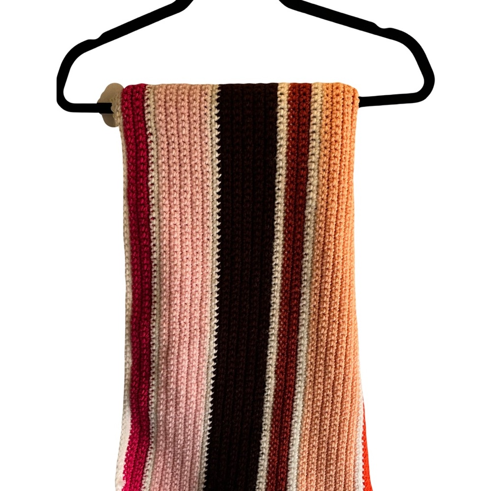 Vintage Handmade Multicolor Striped Afghan Throw